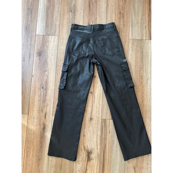 VERVET High Rise Coated Cargo Straight Black Jeans Size 27 - Picture 7 of 8